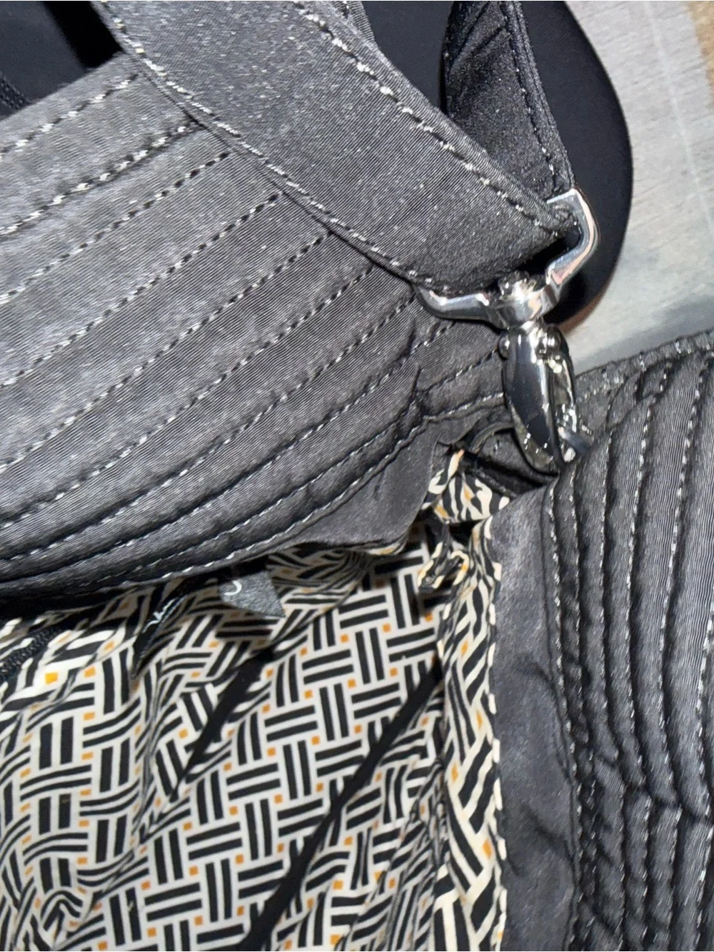 Vera Bradley Black Quilted Tote Bag with Top Handles